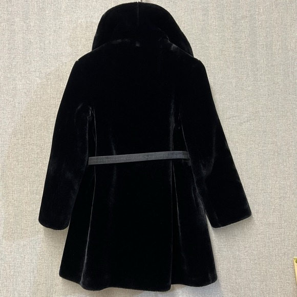 Borgazia Career Originals Vintage Faux Fur Coat Womens 10 Black Belted READ - Picture 14 of 16